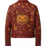 Ghost and Pumpkin Leather Moto Jacket