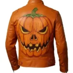 Halloween Evil Jack-o’-lantern Orange Leather Motorcycle Jacket