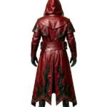 Halloween Gothic Flame Leather Trench Hooded Duster Coat for Men and Women