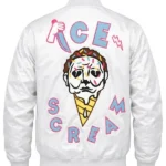 Halloween Michael Myers Roku Studio Ice Scream Grey Satin Bomber Jacket