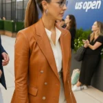 Amwrican Actress Jessica Alba US Open Brown Blazer