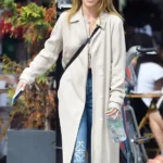 Emilia Clarke Street Style White Coat