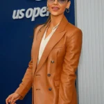 Jessica Alba 2026 US Open Brown Blazer