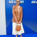 Jessica Alba US Open Brown Blazer