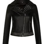 Womens Gothic Biker Leather Jacket