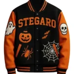 Halloween 2026 Pumpkin Black Varsity Jacket