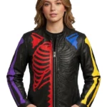 Multi Skeleton Bones Halloween Leather Jacket