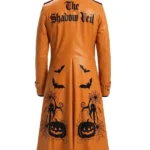 The Shadow Veil Halloween Pumpkin Leather Coat