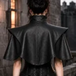 Womens Gothic Vampire Leather Crop Black Cape