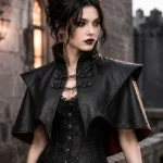 Womens Halloween Gothic Vampire Leather Crop Cape